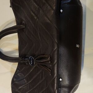 FURLA Brown leather quilted satchel  with interior lining multiple packet